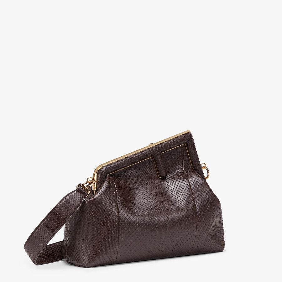 Fendi Dark Brown Python Leather Bag Fendi
