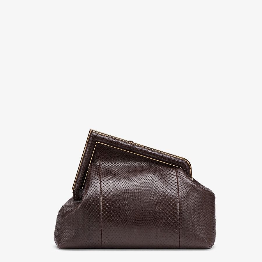 Fendi Dark Brown Python Leather Bag Fendi
