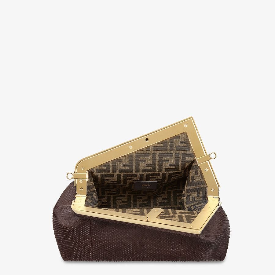 Fendi Dark Brown Python Leather Bag Fendi