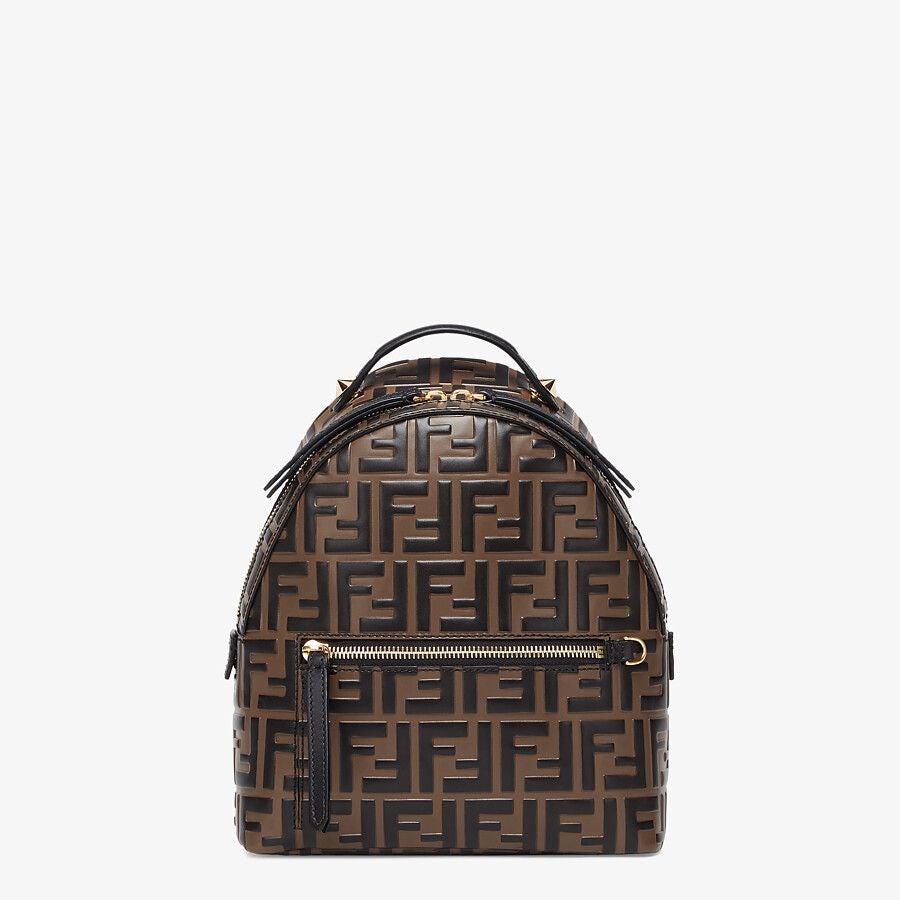 Fendi Brown Leather Ff Backpack Fendi