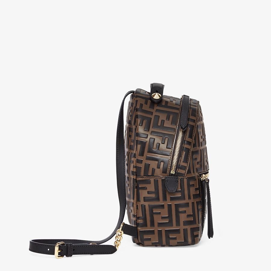 Fendi Brown Leather Ff Backpack Fendi