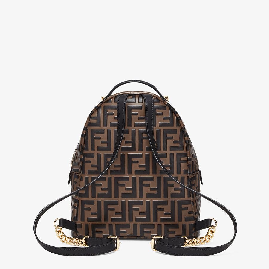 Fendi Brown Leather Ff Backpack Fendi