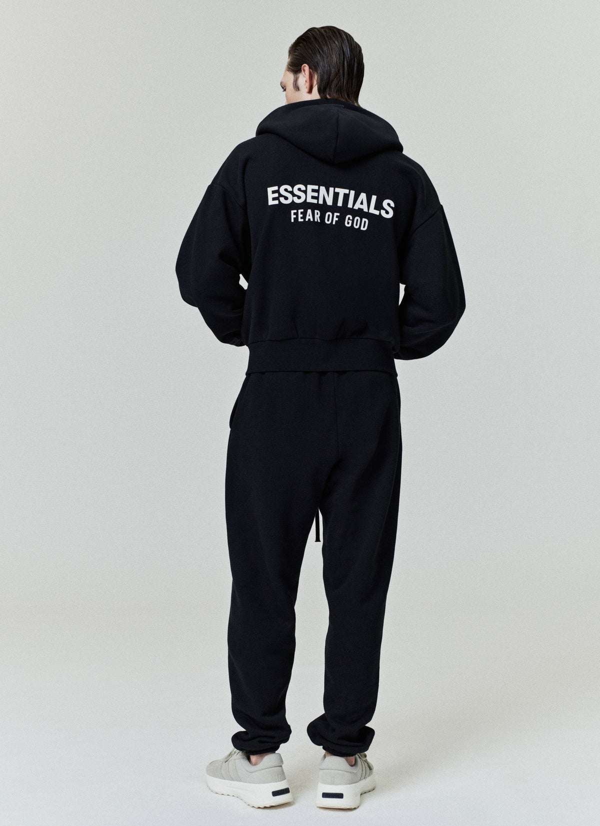 Fear of God Essentials Classic Core Fleece Full Zip-Up Hoodie Black BagAg