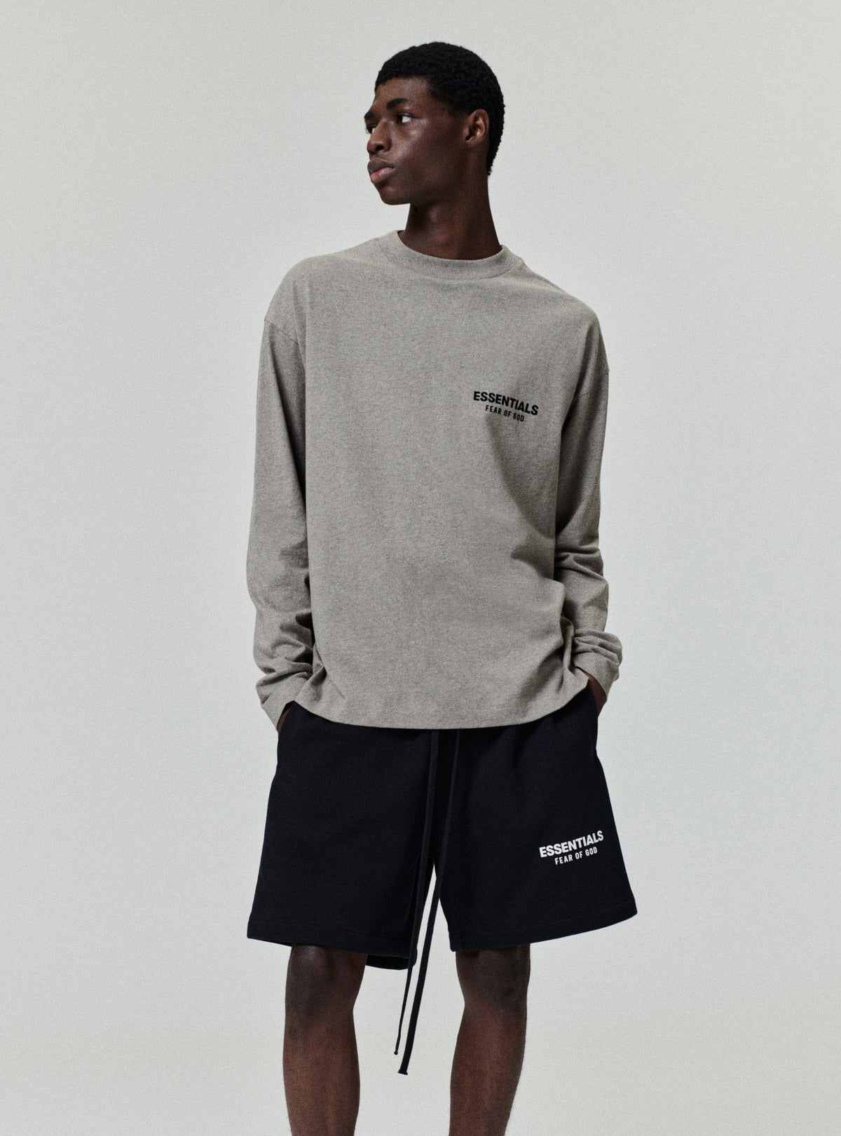 Fear of God Essentials Classic Long Sleeve Crewneck Tee Taupe BagAg