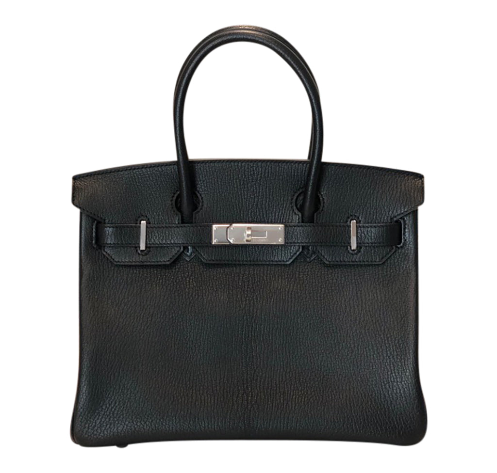 Hermès Birkin 30 Special Order Black/Gris Chevre PHW Crowned Bag