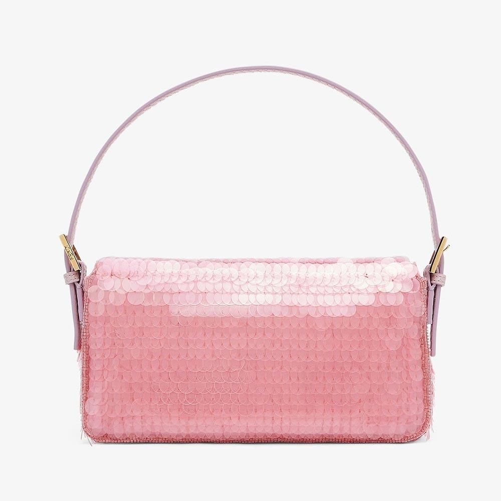 BAGUETTE 1997 Pink Satin Bag With Sequins Fendi