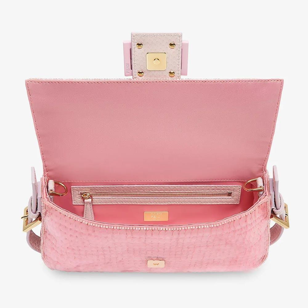 BAGUETTE 1997 Pink Satin Bag With Sequins Fendi