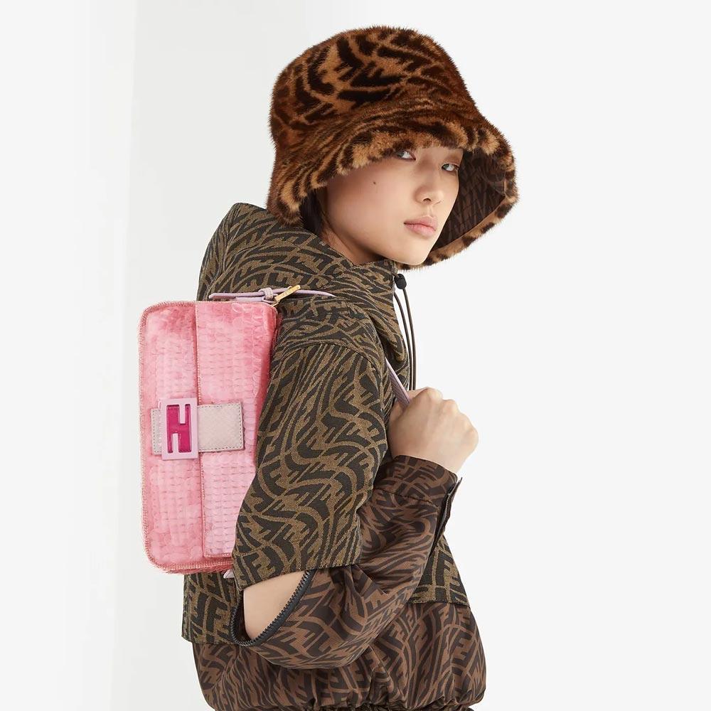 BAGUETTE 1997 Pink Satin Bag With Sequins Fendi