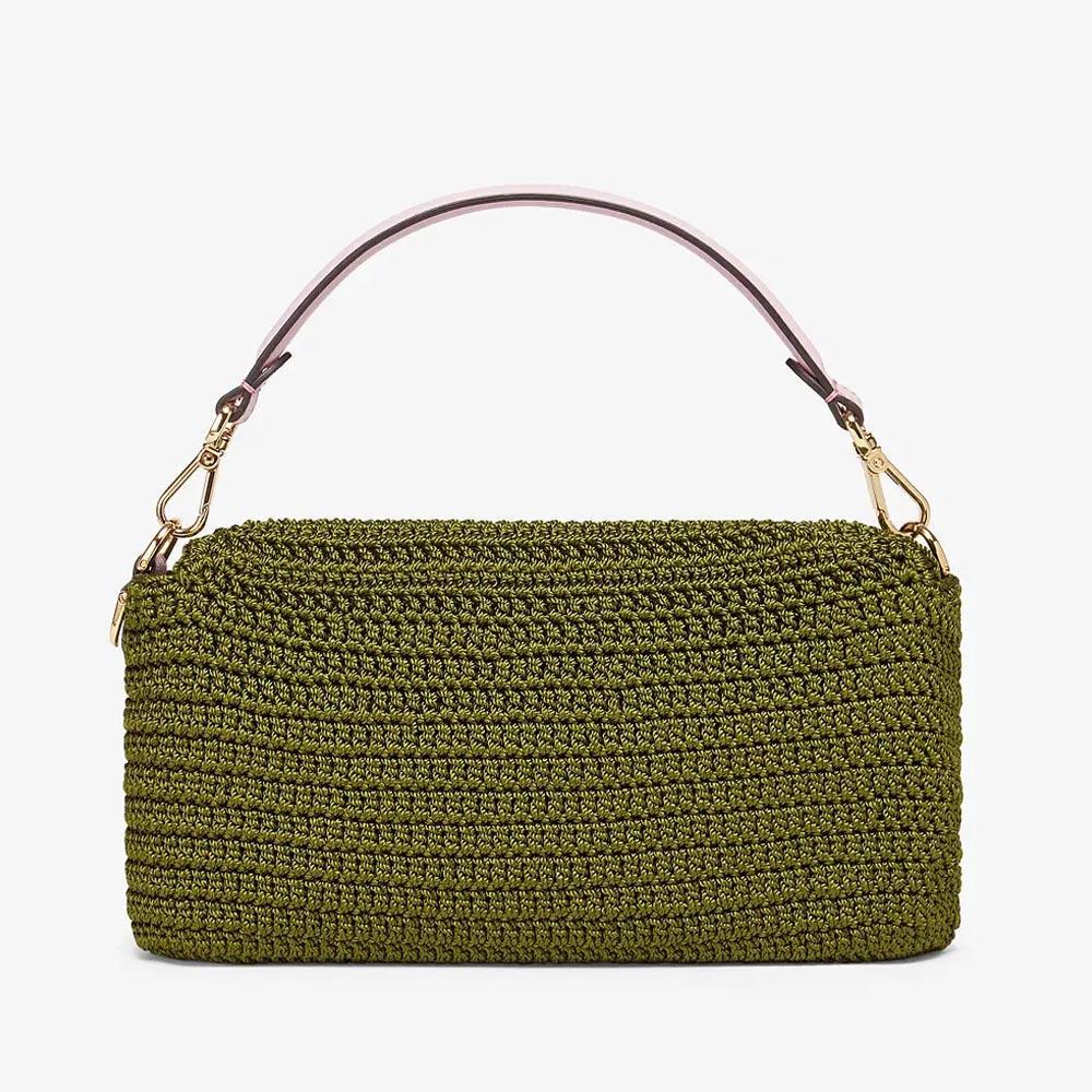 BAGUETTE Green Cotton Crochet Bag Fendi