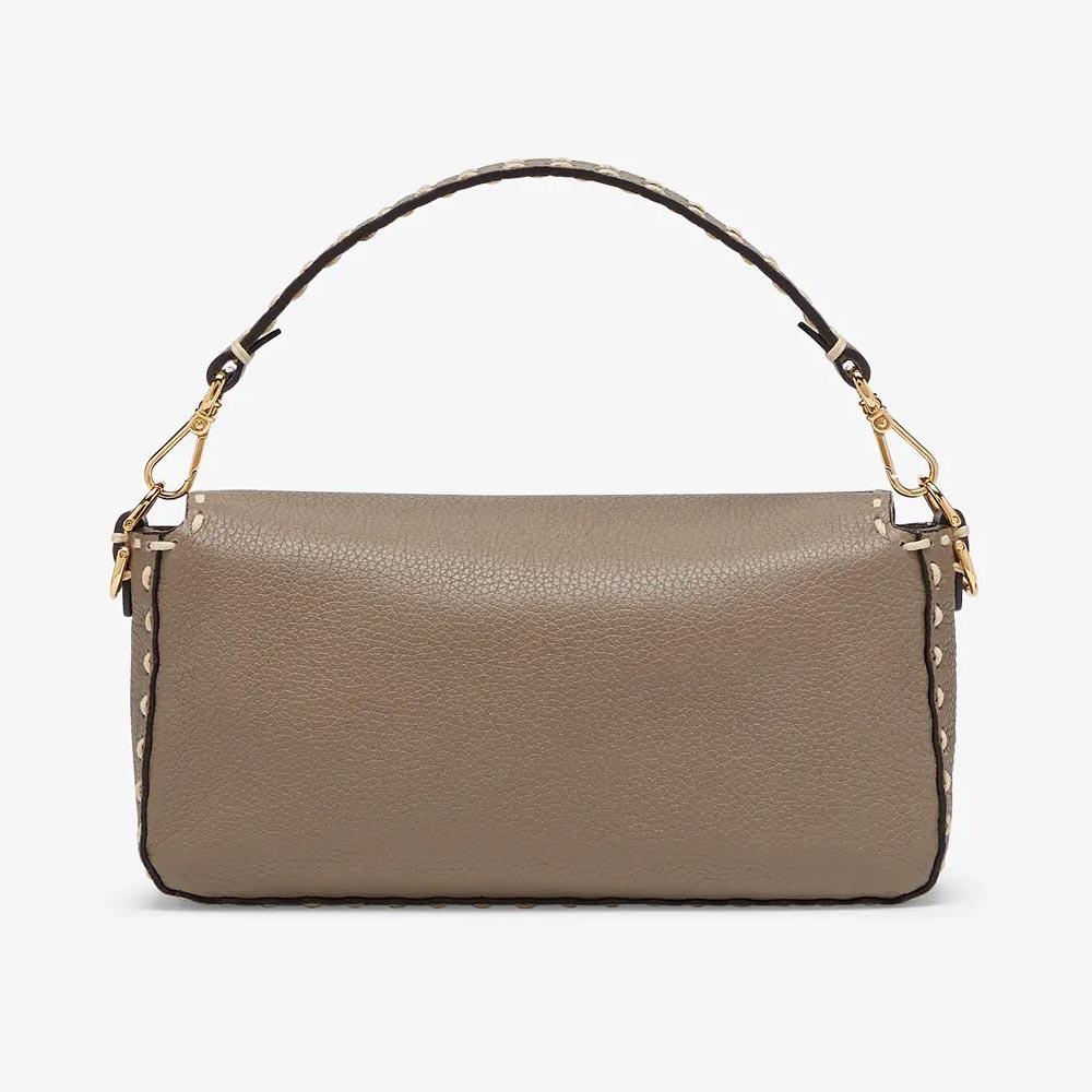 BAGUETTE Grey Full Grain Leather Bag Fendi