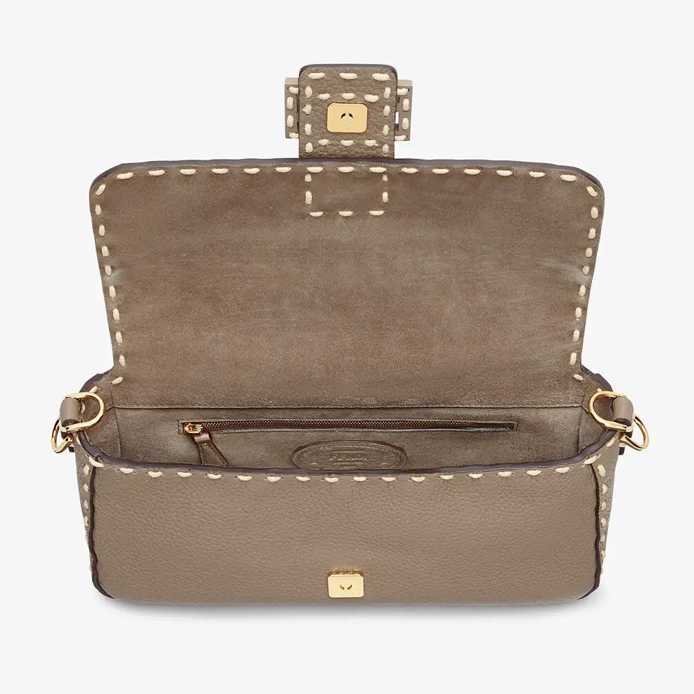 BAGUETTE Grey Full Grain Leather Bag Fendi