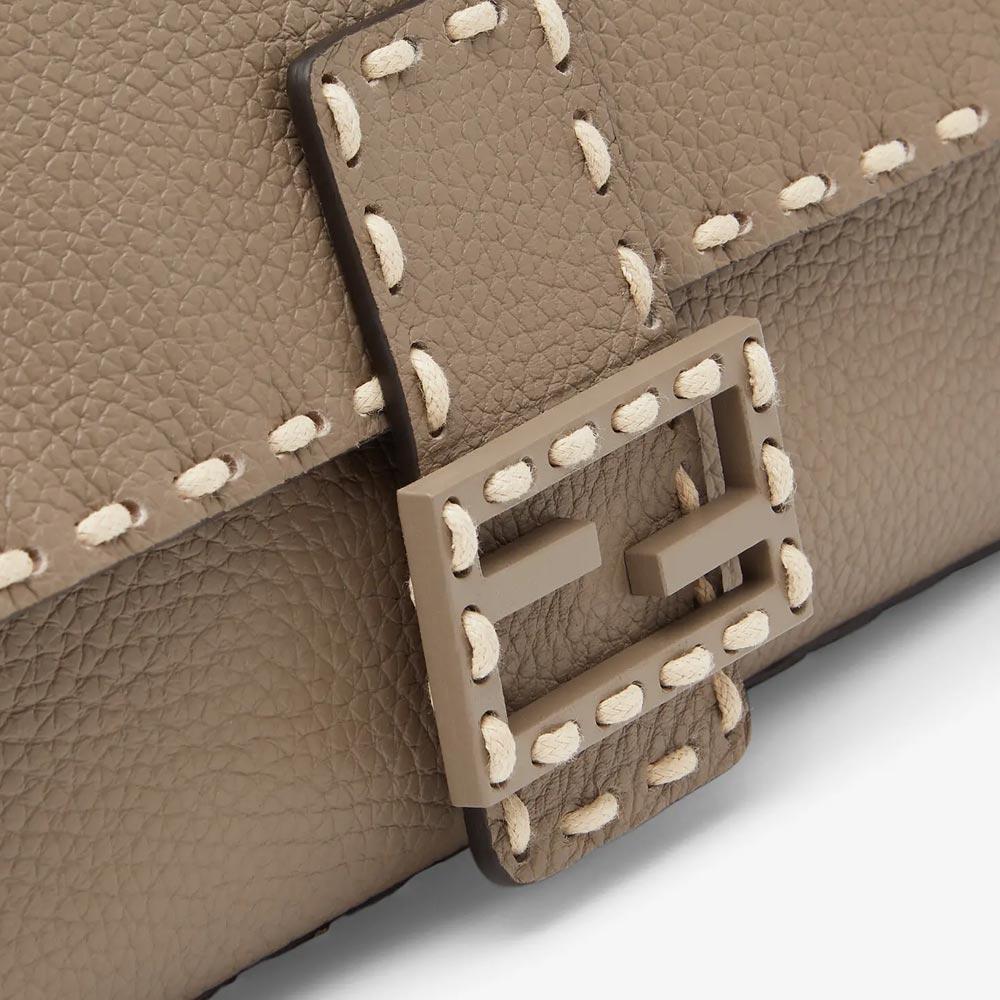 BAGUETTE Grey Full Grain Leather Bag Fendi