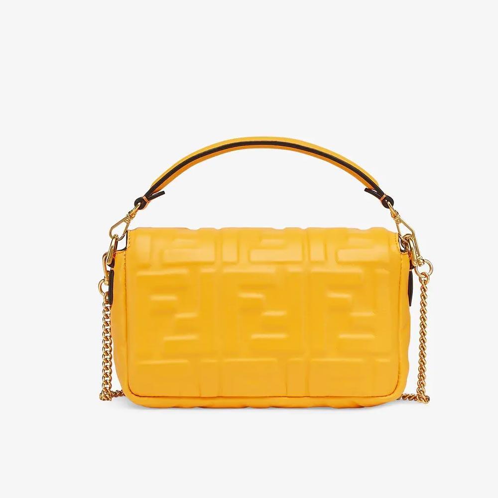 BAGUETTE Orange Nappa Leather Bag Featuring The FF Motif Fendi