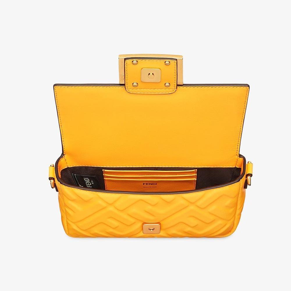 BAGUETTE Orange Nappa Leather Bag Featuring The FF Motif Fendi