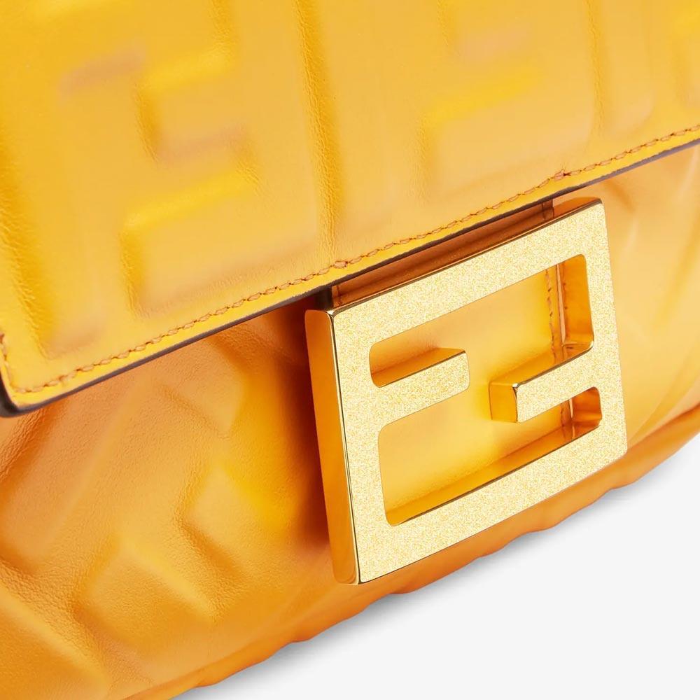 BAGUETTE Orange Nappa Leather Bag Featuring The FF Motif Fendi