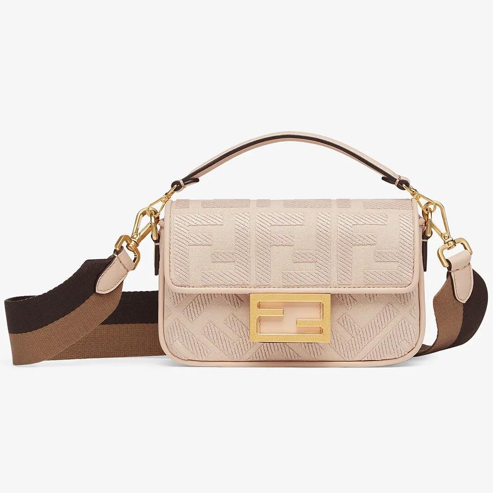 BAGUETTE Pink FF Canvas Bag Fendi