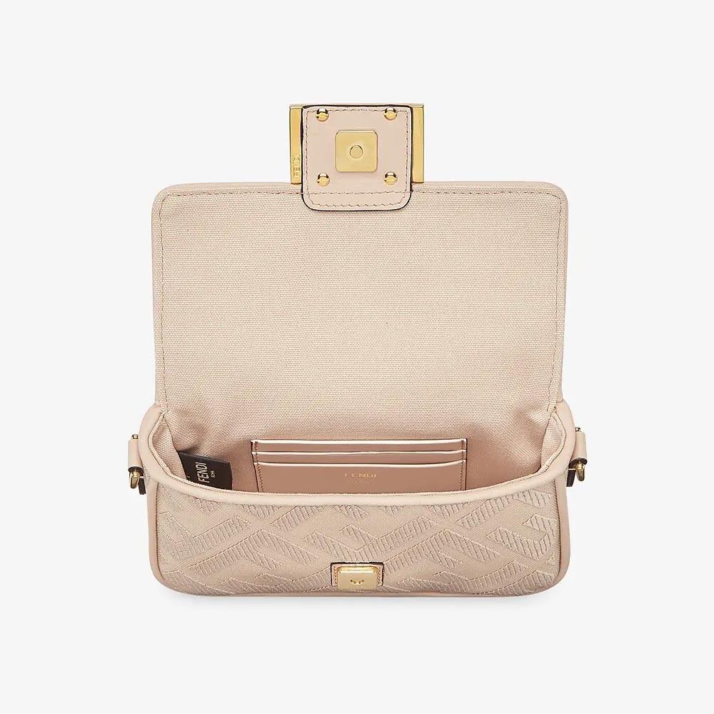 BAGUETTE Pink FF Canvas Bag Fendi