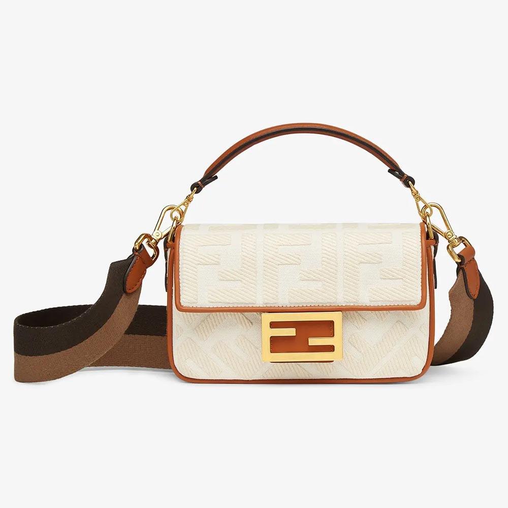 BAGUETTE White Canvas FF Bag Fendi