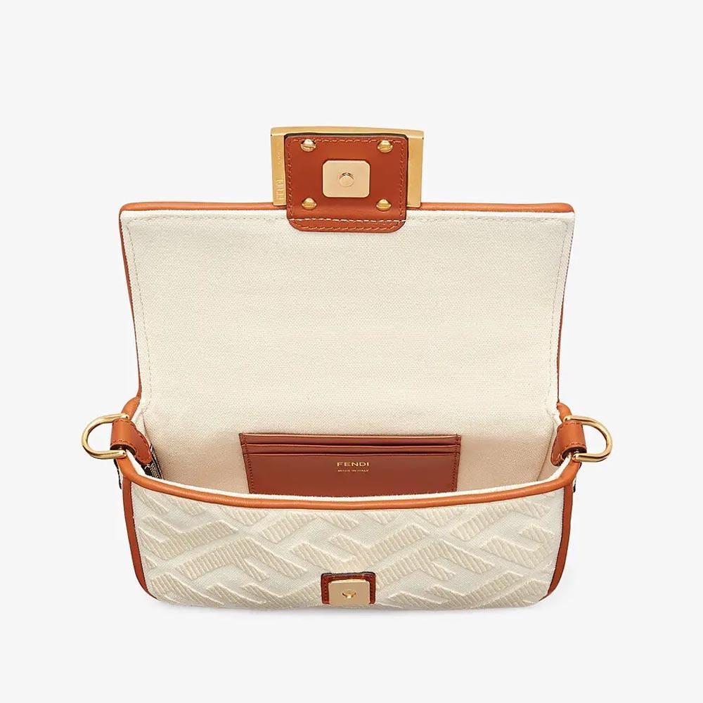 BAGUETTE White Canvas FF Bag Fendi