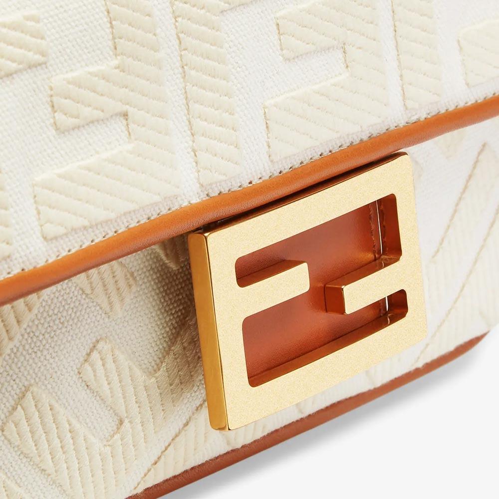 BAGUETTE White Canvas FF Bag Fendi