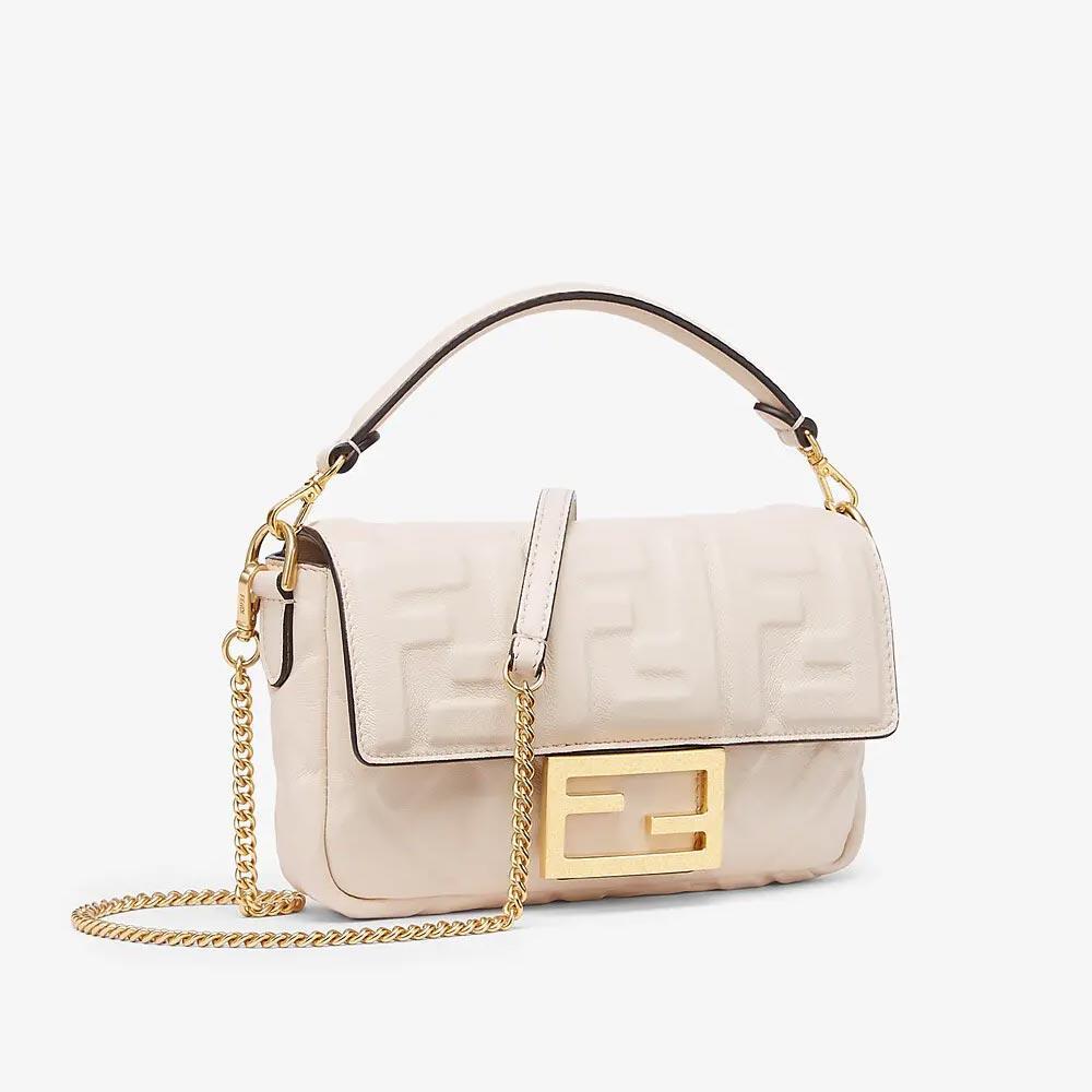 BAGUETTE White Nappa Leather FF Bag Fendi