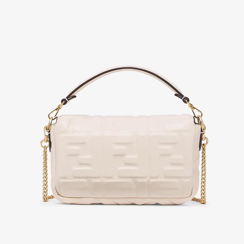 BAGUETTE White Nappa Leather FF Bag Fendi