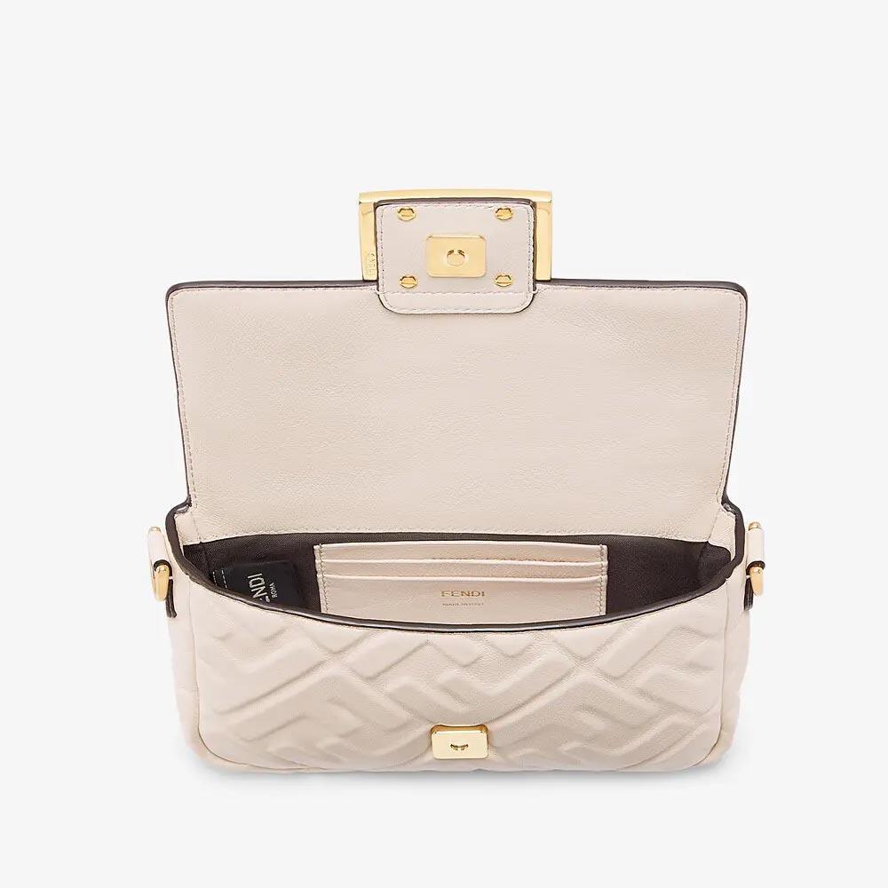 BAGUETTE White Nappa Leather FF Bag Fendi