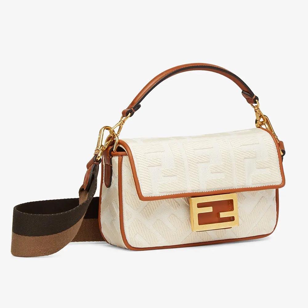 BAGUETTE White Canvas FF Bag Fendi