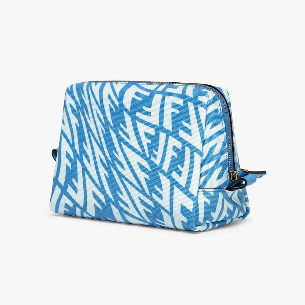 BEAUTY POUCH SMALL Light Blue Canvas Toiletry Case Fendi