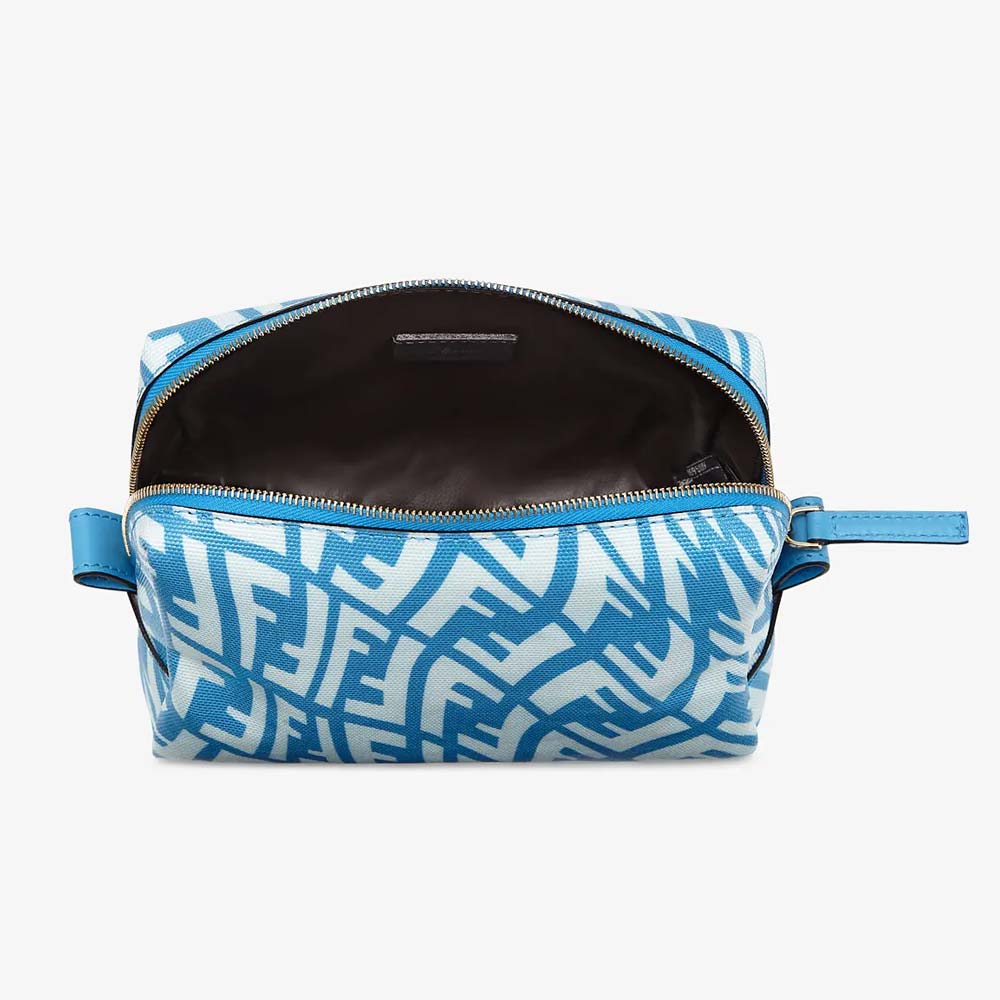 BEAUTY POUCH SMALL Light Blue Canvas Toiletry Case Fendi