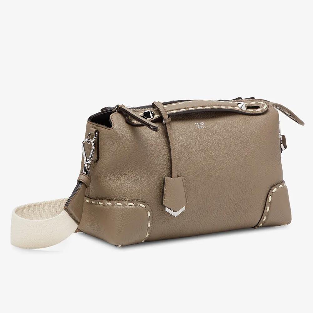 BY THE WAY MEDIUM Grey Full Grain Leather Boston Bag Fendi