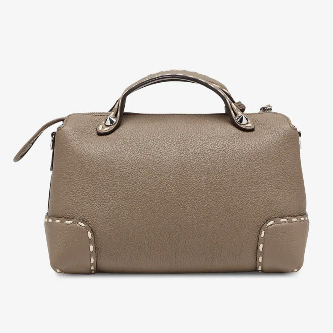 BY THE WAY MEDIUM Grey Full Grain Leather Boston Bag Fendi