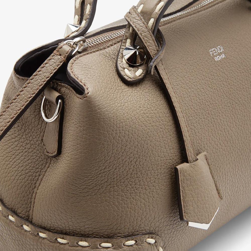 BY THE WAY MEDIUM Grey Full Grain Leather Boston Bag Fendi