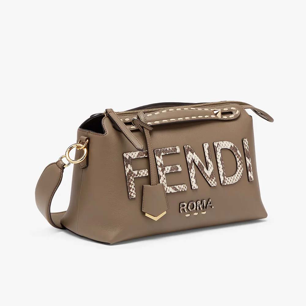 BY THE WAY MEDIUM Grey Leather and Elaphe Boston Bag Fendi