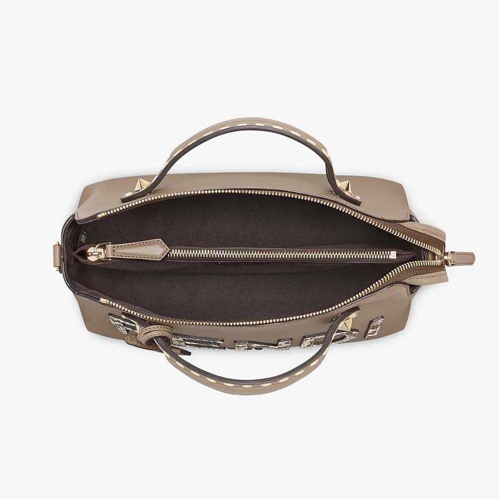 BY THE WAY MEDIUM Grey Leather and Elaphe Boston Bag Fendi