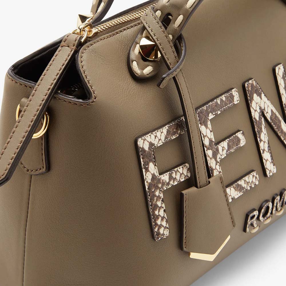 BY THE WAY MEDIUM Grey Leather and Elaphe Boston Bag Fendi