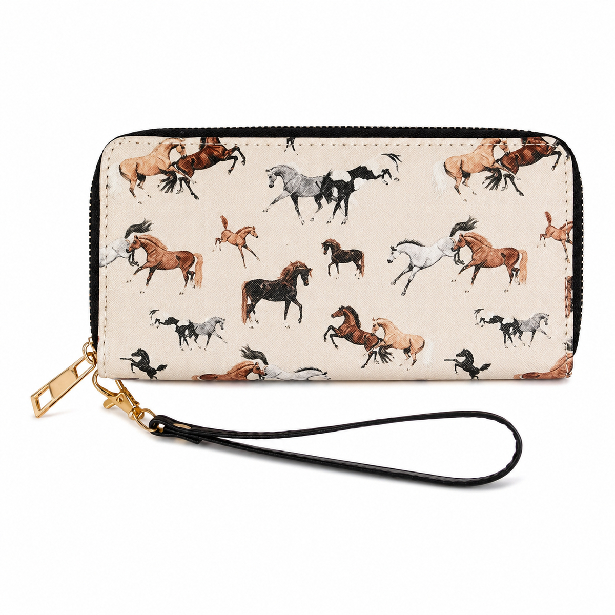 BagAg Woman Equestrian Horse Print Zippered Wristlet Clutch Wallet BagAg