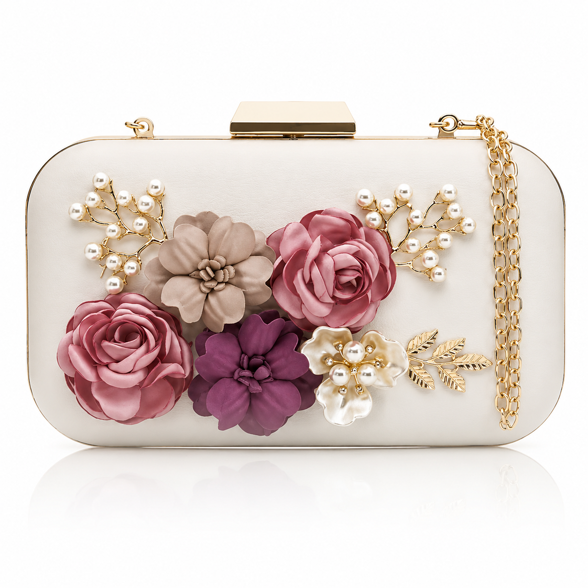 BagAg Woman Pearl Floral Envelope Evening Clutch Bag BagAg