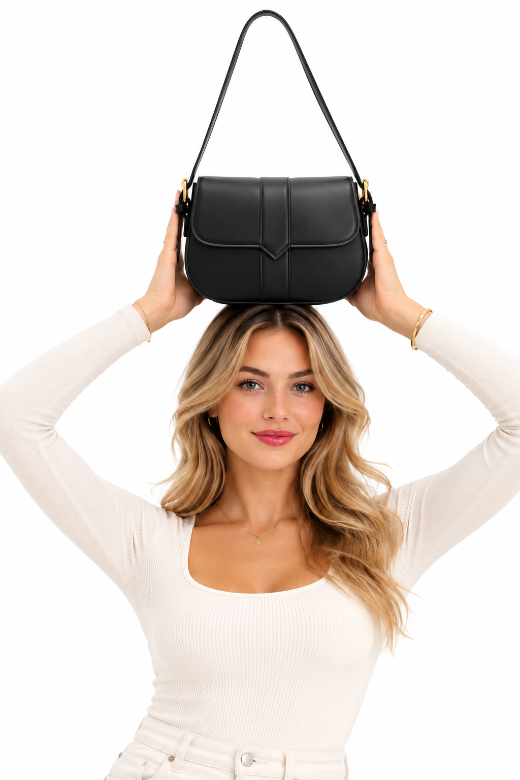 BagAg Woman Solid Vegan Leather Vintage Saddle Bag BagAg