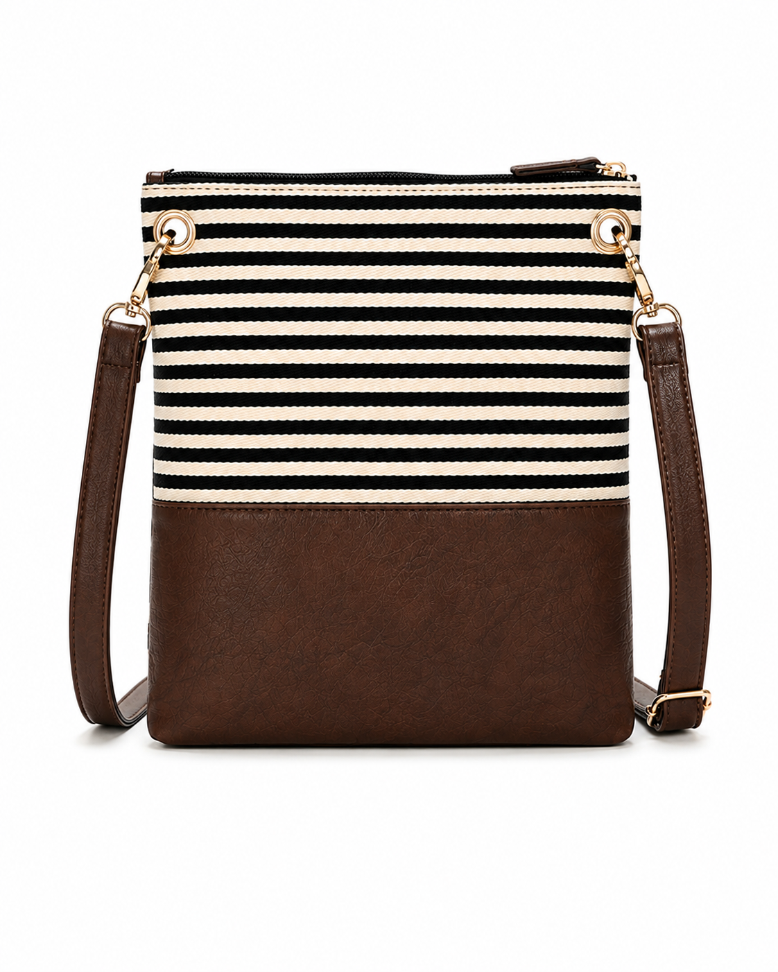 BagAg Woman Striped Canvas Crossbody Shoulder Bag BagAg