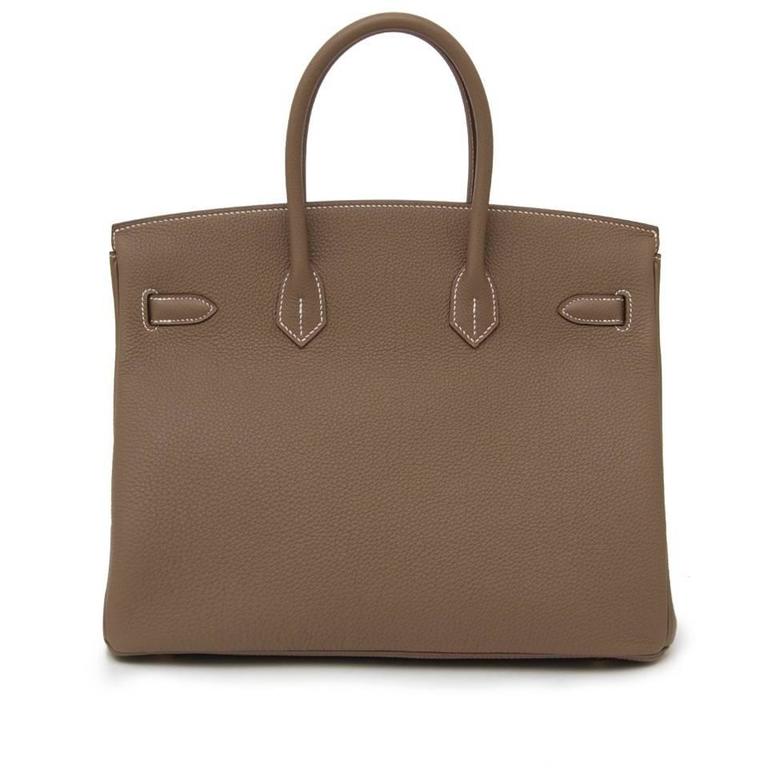 Hermès Etoupe Togo Birkin 35 with Gold Hardware Crowned Bag