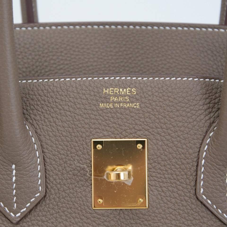 Hermès Etoupe Togo Birkin 35 with Gold Hardware Crowned Bag