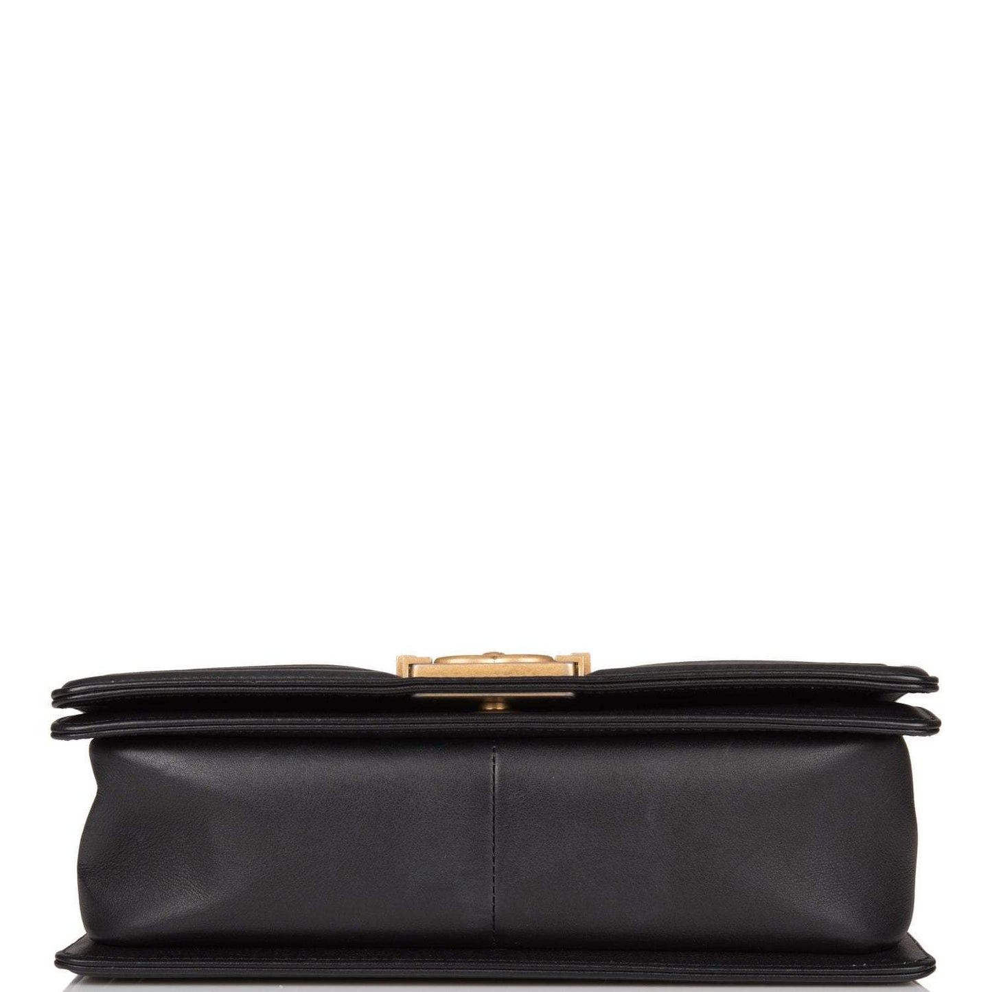 Pre-owned Chanel Black Python Medium Boy Bag Antique Gold Hardware
