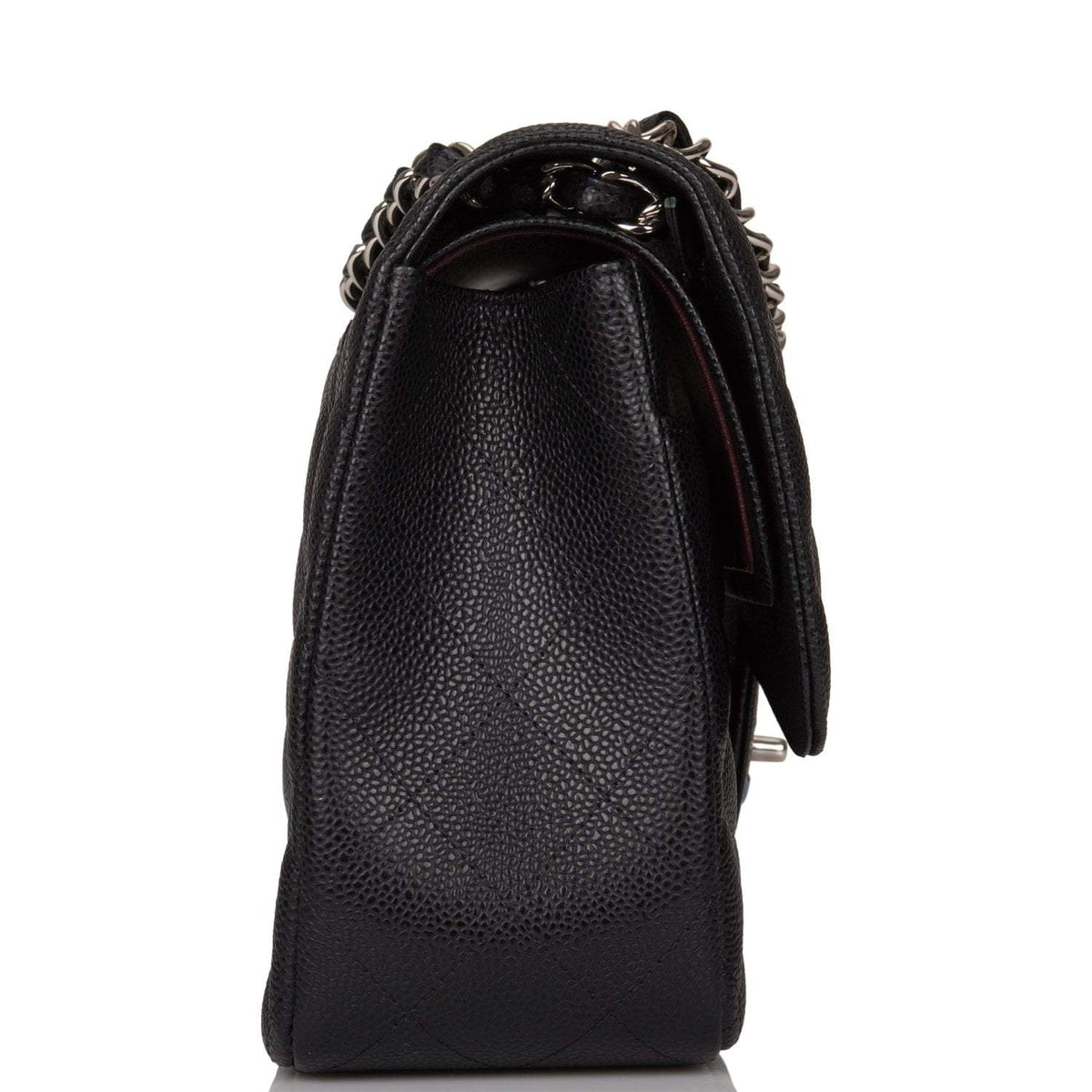 Chanel Black Quilted Caviar Jumbo Classic Double Flap Bag Silver Hardware Chanel