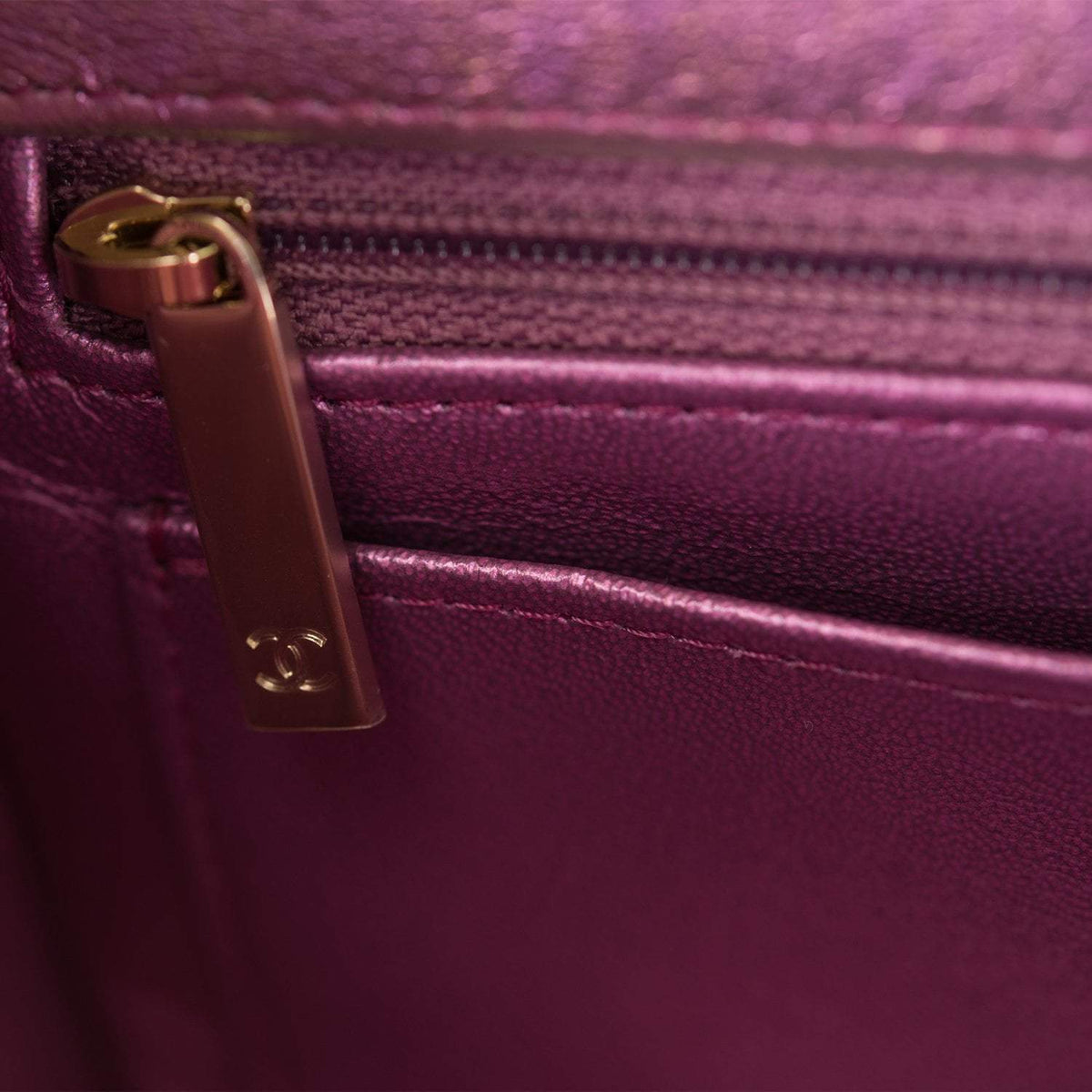 Chanel Mini Rectangular Flap Bag Purple Iridescent Lambskin Light Gold Hardware Chanel