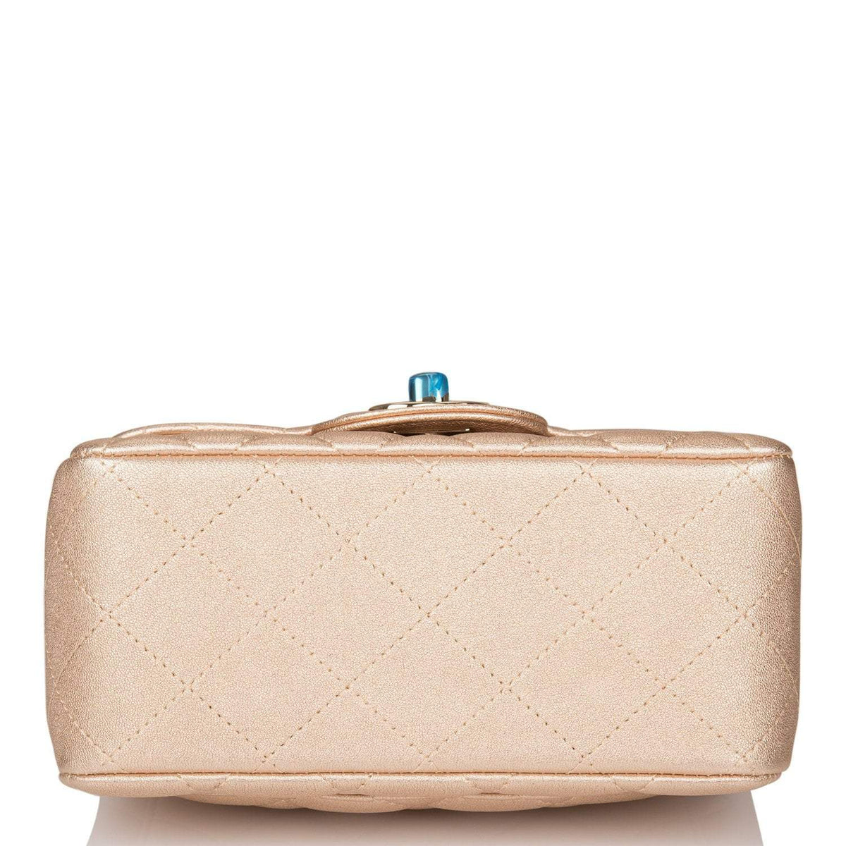 Chanel Gold Metallic Quilted Lambskin Square Mini Classic Flap Bag Light Gold Hardware Chanel