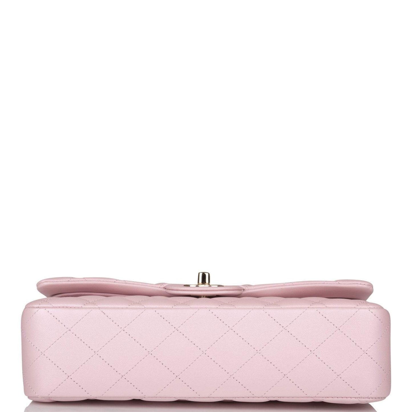 Chanel Medium Classic Double Flap Bag Pink Iridescent Lambskin Light Gold Hardware