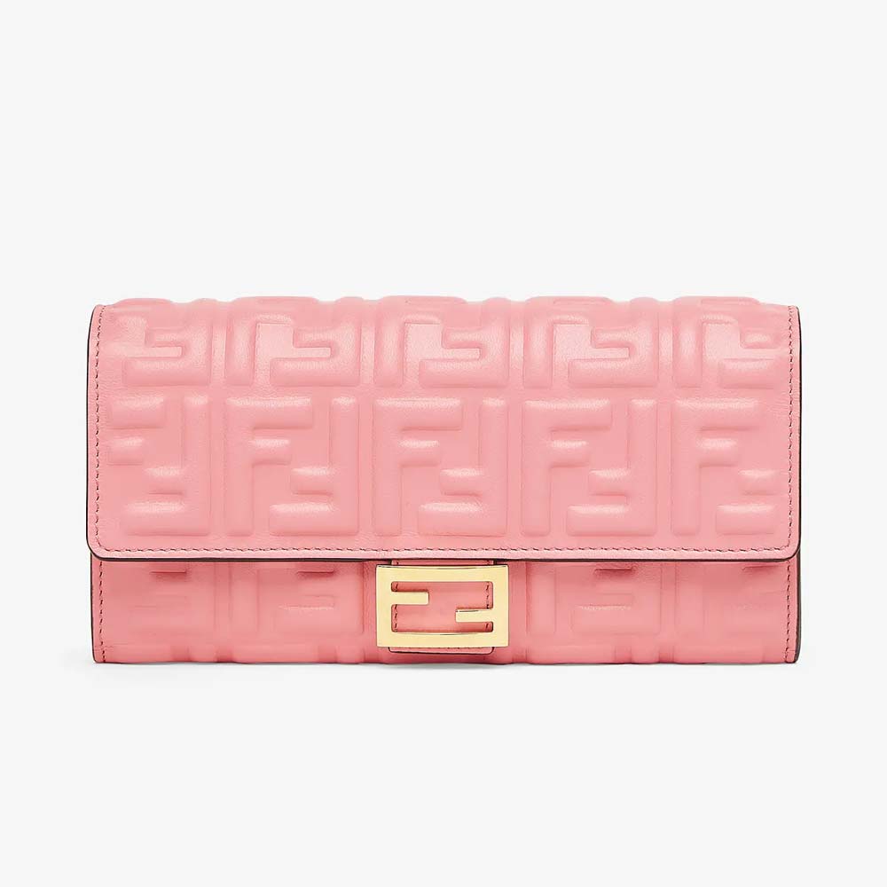 CONTINENTAL Pink Nappa Leather Wallet Fendi