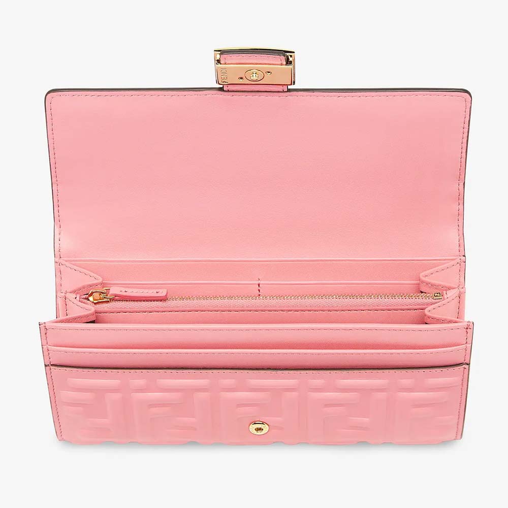 CONTINENTAL Pink Nappa Leather Wallet Fendi