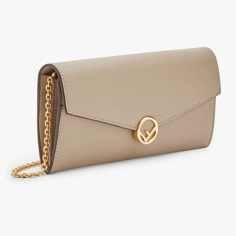 CONTINENTAL WITH CHAIN Beige Leather Wallet Fendi